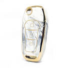 Нано-высококачественный мраморный чехол для дистанционного ключа Ford с 3 кнопками белого цвета Ford-F12J