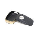 New Aftermarket Nano High Quality Gold Leather Cover For TATA Remote Key 4 Buttons Black Color TATA-A13J | Emirates Keys -| thumbnail