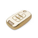 جديد ما بعد البيع نانو عالية الجودة غطاء جلد ذهبي لباوجون الوجه مفتاح بعيد 3 أزرار اللون الأبيض BJ-B13J | مفاتيح الإمارات -| thumbnail
