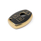New Aftermarket Nano High Quality Gold Leather Cover For Mercedes Benz Remote Key 3 Buttons Black Color Benz-A13J | Emirates Keys -| thumbnail