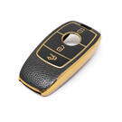 New Aftermarket Nano High Quality Gold Leather Cover For Mercedes Benz Remote Key 3 Buttons Black Color Benz-B13J | Emirates Keys -| thumbnail