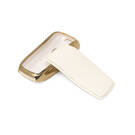 New Aftermarket Nano High Quality Gold Leather Cover For Mercedes Benz Remote Key 3 Buttons White Color Benz-B13J | Emirates Keys -| thumbnail