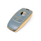 New Aftermarket Nano High Quality Gold Leather Cover For Mercedes Benz Remote Key 3 Buttons Gray Color Benz-B13J | Emirates Keys -| thumbnail