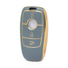 Nano High Quality Gold Leather Cover For Mercedes Benz Remote Key 3 Buttons Gray Color Benz-B13J