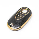 New Aftermarket Nano High Quality Gold Leather Cover For Mercedes Benz Remote Key 3 Buttons Black Color Benz-C13J | Emirates Keys -| thumbnail