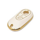 New Aftermarket Nano High Quality Gold Leather Cover For Mercedes Benz Remote Key 3 Buttons White Color Benz-C13J | Emirates Keys -| thumbnail