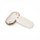 New Aftermarket Nano High Quality Gold Leather Cover For Mercedes Benz Remote Key 3 Buttons White Color Benz-C13J | Emirates Keys -| thumbnail