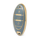 غطاء نانو جلد ذهبي عالي الجودة لمفتاح ريموت بيستون 3 ازرار لون رمادي BT-A13J
