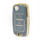 نانو غطاء جلد ذهبي عالي الجودة لمفتاح ريموت دونغفنغ فليب 3 ازرار لون رمادي DF-A13J