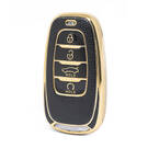 غطاء نانو جلد ذهبي عالي الجودة لمفتاح ريموت هونج تشي 4 أزرار لون أسود HQ-B13J