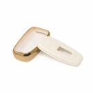 New Aftermarket Nano High Quality Gold Leather Cover For Hongqi Remote Key 4 Buttons White Color HQ-B13J | Emirates Keys -| thumbnail