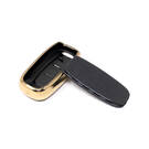 New Aftermarket Nano High Quality Gold Leather Cover For Venucia Remote Key 3 Buttons Black Color VNC-A13J | Emirates Keys -| thumbnail