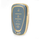 غطاء نانو جلد ذهبي عالي الجودة لمفتاح ريموت شيفروليه 4 ازرار لون رمادي CRL-B13J4