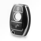 غطاء نانو عالي الجودة لمفتاح ريموت مرسيدس ثنائي الزر لون أسود إطار فضي Benz-A11Y2