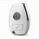 Coque Nano haute qualité pour clé télécommande Mercedes 2 boutons, couleur blanche, cadre argenté, Benz-A11Y2