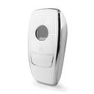 Coque Nano haute qualité pour clé télécommande Mercedes 2 boutons, couleur blanche, cadre argenté, Benz-B11Y2