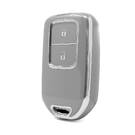 Coque Nano haute qualité pour télécommande Honda 2 boutons, gris foncé, cadre argenté, HD-A11Y2