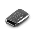 Coque Nano de rechange de haute qualité pour clé télécommande Volkswagen 3 boutons, gris foncé, cadre argenté, VW-D11Y3 | Emirates Keys -| thumbnail