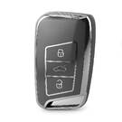 Coque Nano haute qualité pour clé télécommande Volkswagen 3 boutons, gris foncé, cadre argenté, VW-D11Y3