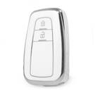 Capa Nano de Alta Qualidade para Chave Remota Toyota com 2 Botões, Cor Branca, Moldura Prateada TYT-B11Y2