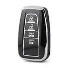 Capa Nano de Alta Qualidade para Chave Remota Toyota 4 Botões Cor Preta Moldura Prateada TYT-B11Y4