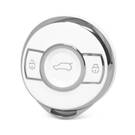 Nano High Quality Cover For Smart Remote Key 3 Button White Color Silver Frame SMT-A11Y