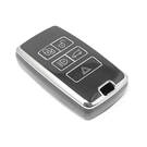 New Aftermarket Nano High Quality Cover For Land Rover Remote Key 5 Button Black Color Silver Frame LR-B11Y | Emirates Keys -| thumbnail