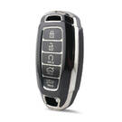 Нано Высококачественный Чехол Для Дистанционного Ключа Hyundai 5 Кнопок Черный Цвет Серебряная Рамка HY-D11Y5