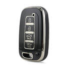 Cover di alta qualità Nano per chiave telecomando Hyundai a 4 pulsanti, colore nero, cornice argentata HY-G11Y4