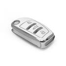 New Aftermarket Nano High Quality Cover For Audi Remote Key 3 Button White Color Silver Frame Audi-C11Y | Emirates Keys -| thumbnail