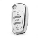 Nano High Quality Cover For Audi Remote Key 3 Button White Color Silver Frame Audi-C11Y