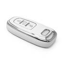 New Aftermarket Nano High Quality Cover For Audi Remote Key 3 Button White Color Silver Frame Audi-D11Y | Emirates Keys -| thumbnail