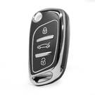 Nano High Quality Cover For Peugeot Remote Key 3 Button Black Color Silver Frame PG-B11Y