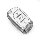 New Aftermarket Nano High Quality Cover For Peugeot Remote Key 3 Button White Color Silver Frame PG-B11Y | Emirates Keys -| thumbnail
