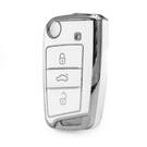 Coque Nano haute qualité pour clé télécommande VW 3 boutons, couleur blanche, cadre argenté, VW-B11Y3