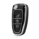 Nano High Quality Cover For Ford Remote Key 3 Button Black Color Silver Frame Ford-E11Y