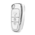 Nano High Quality Cover For Ford Remote Key 3 Button White Color Silver Frame Ford-E11Y
