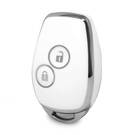 Nano High Quality Cover For Renault Remote Key 2 Button White Color Silver Frame RN-D11Y2
