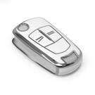 New Aftermarket Nano High Quality Cover For Opel Remote Key 2 Button White Color Silver Frame OPEL-A11Y | Emirates Keys -| thumbnail