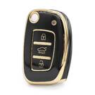 Custodia Nano di alta qualità per Hyundai Type B Flip Remote Key 3 pulsanti Berlina colore nero
