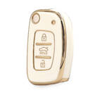 Custodia Nano di alta qualità per chiave telecomando Hyundai tipo B Flip 3 pulsanti colore bianco berlina