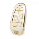 Nano High Quality Cover For Hyundai Remote Key 6+1 Auto Start Buttons White Color