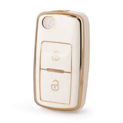 Nano High Quality Cover For Volkswagen Smart Remote Key 2 Buttons White Color VW-A11J2