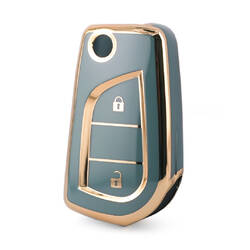 Capa Nano de alta qualidade para Toyota Flip Remote Key 2 botões cor cinza TYT-C11J2