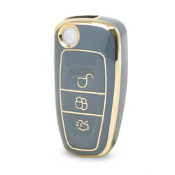 Нано-высококачественный чехол для дистанционного ключа Ford с 3 кнопками, серый цвет Ford-E11J