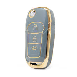 Нано-высококачественный чехол для Ford Fusion, откидной пульт дистанционного управления, 3 кнопки, серый цвет, Ford-F11J