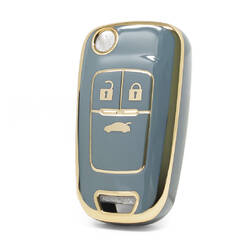Nano High Quality Cover For Chevrolet Opel Flip Remote Key 3 Buttons Gray Color CRL-D11J3