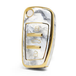 Cover in marmo Nano di alta qualità per chiave remota Audi Flip 3 pulsanti colore bianco Audi-C12J