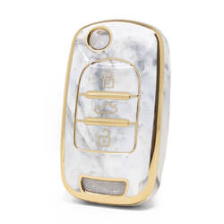 غطاء نانو رخام عالي الجودة لمفتاح باوجون فليب ريموت 3 ازرار لون ابيض BJ-B12J