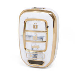 Nano couvercle en marbre de haute qualité pour clé télécommande Honda, 4 boutons, couleur blanche HD-D12J4